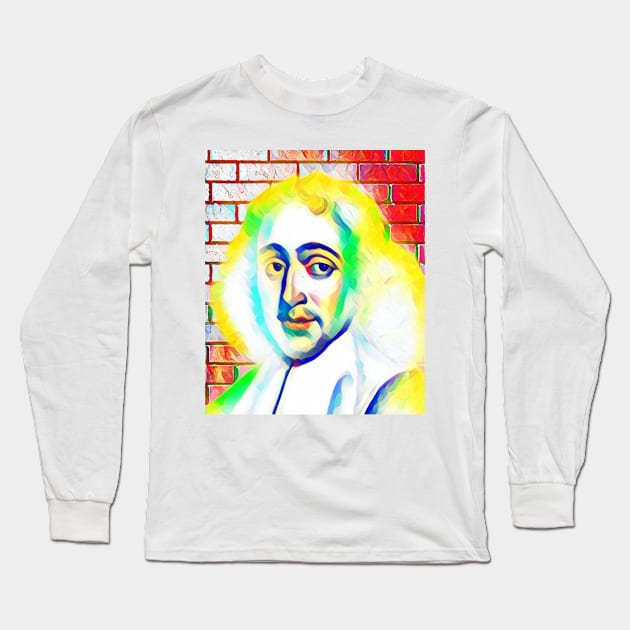 Baruch Spinoza Colourful Portrait | Baruch Spinoza Artwork 10 Long Sleeve T-Shirt by JustLit